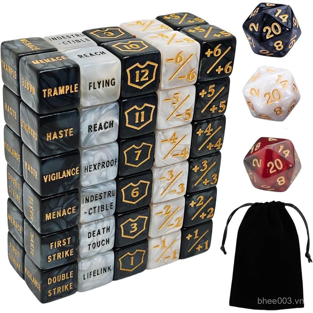 63 CÁI MTG Counter Dice Set - Bộ đếm AbilityKeyword, -1 / + 1 Life Counter, Shield Life Counter Dice