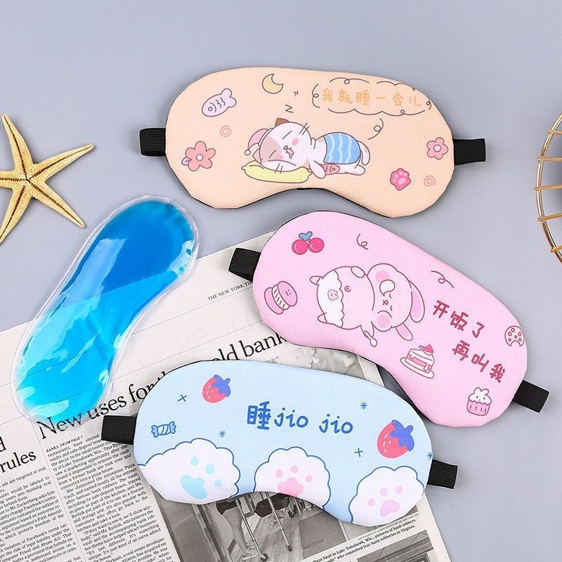 Mặt nạ mắt Nữ Sleep Shading Fresh Cartoon Sleep Mask Cool Sleep Aid Nam Nữ Ice Pack Mặt nạ mắt