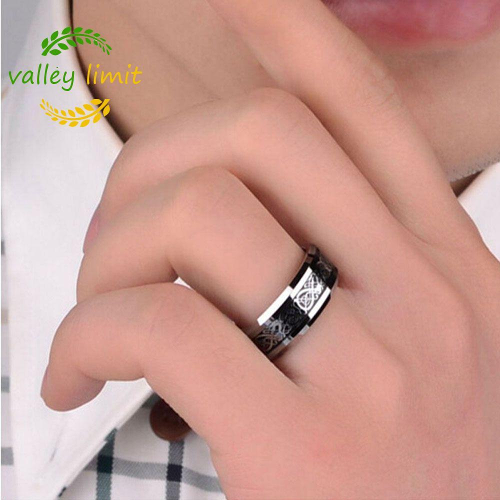 valley limit VALLEY LIMIT Wedding Band Thép không gỉ titan thời trang màu đen