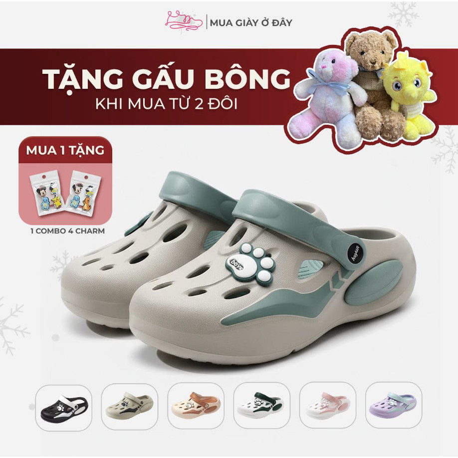 (Tặng combo 4 charm)Sục Sneaker HEYUN 2025, Sục nam nữ đế bằng mẫu trơn form dáng 2025 - Đi chơi, đi