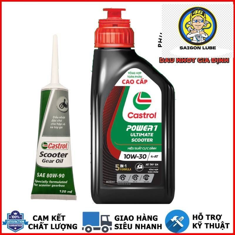 Nhớt xe ga CASTROL POWER1 ULTIMATE SCOOTER 10W30 800ML tổng hợp 100% chính hãng