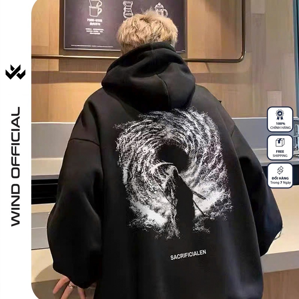 Áo hoodie unisex form rộng Wind Clothing REDEEM hoodie nút bấm thời trang nam nữ