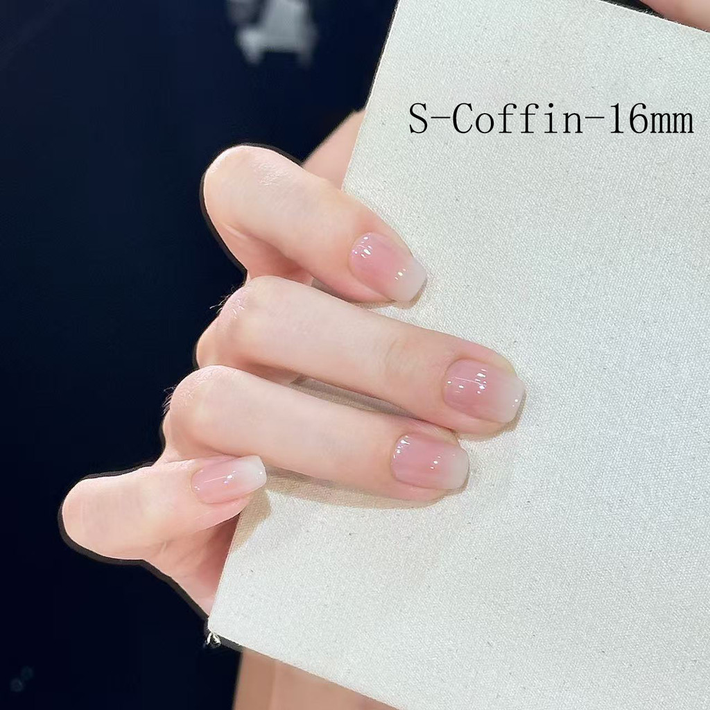 Dew Blush Press on Nails - Milky Blush Gradient, Handmade, 5 kiểu dáng (16-25mm), Elegant & Fresh Lo