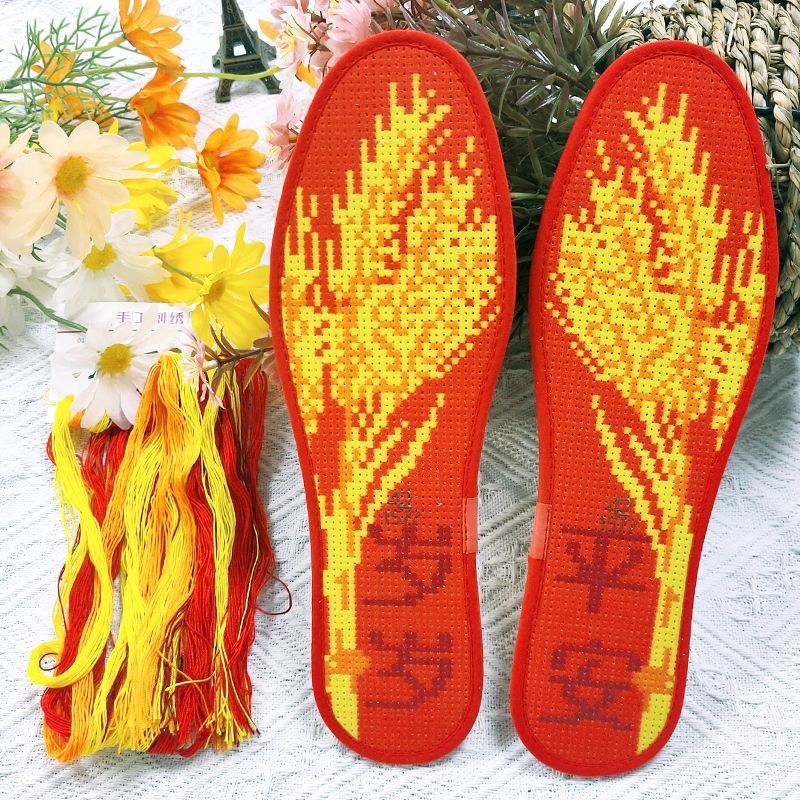 Hot Sale#[1411Positive Review]Buy3Send1Buy5Send2Semi-finished Ten Embroidery Insoles Pinhole Printin