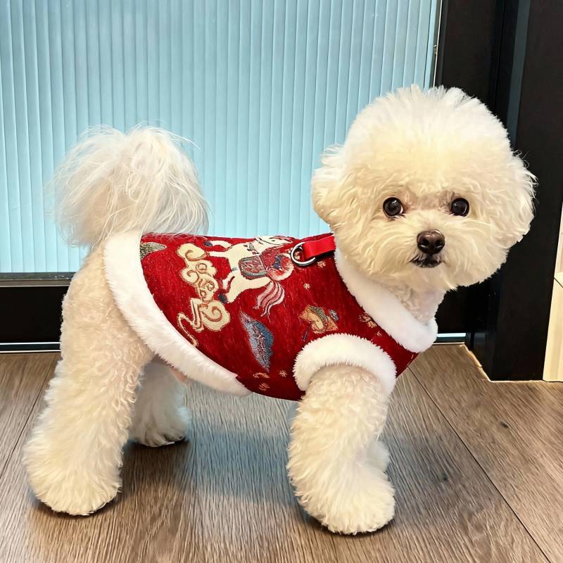 New Year Dog Clothes Winter Clothing Warm 2026 New Tang Costume Vest New Year New Year Clothes Pet C