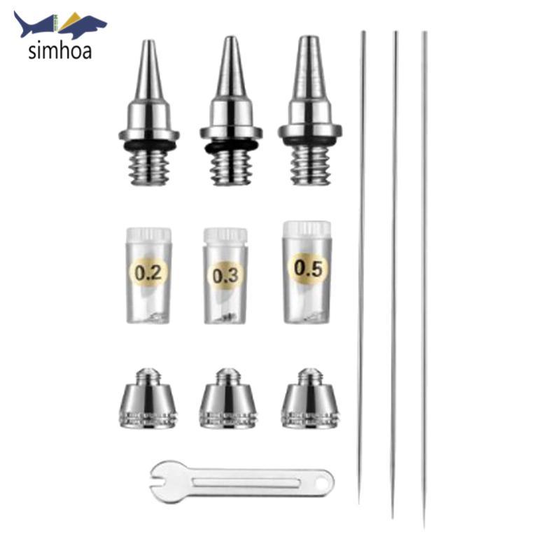 Simhoa 10 Chiếc Chuyên Nghiệp Airbrush Bộ Dụng Cụ Kim Cờ Lê Mini Airbrush Vòi Phun Mũ Airbrush Spray