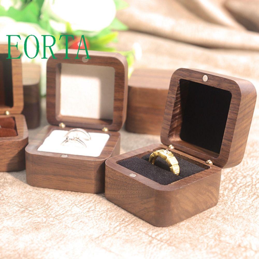 Giá đỡ nhẫn gỗ Spade GENTL, Hộp đựng nhẫn sang trọng 1 / 2 khe cắm, Hộp đựng nhẫn cưới vuông di động
