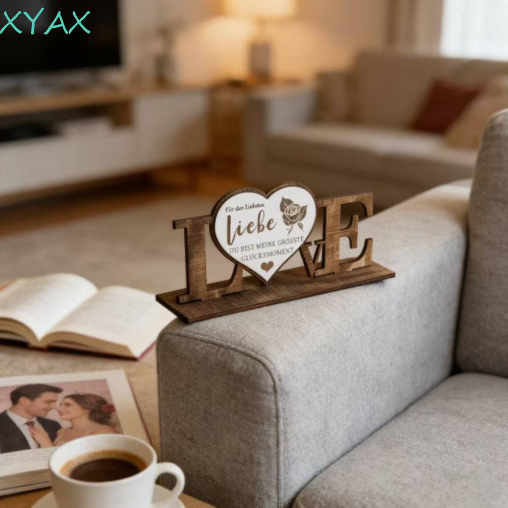 XYAX Đồ Trang Trí Bằng Gỗ, Nền Tảng Tình Yêu Thủ Công Bộ Chữ Bằng Gỗ, Bộ Quà Tặng Kỷ Niệm Trang Trí 