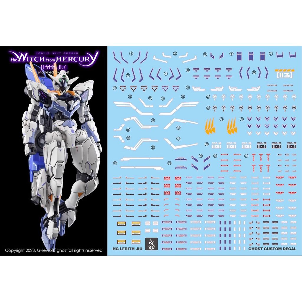 [Yan] HG XGF-01II3 The Witch of Mercury / Gaiden (Jiu Moling Gundam) Nhãn dán nước huỳnh quang PB.