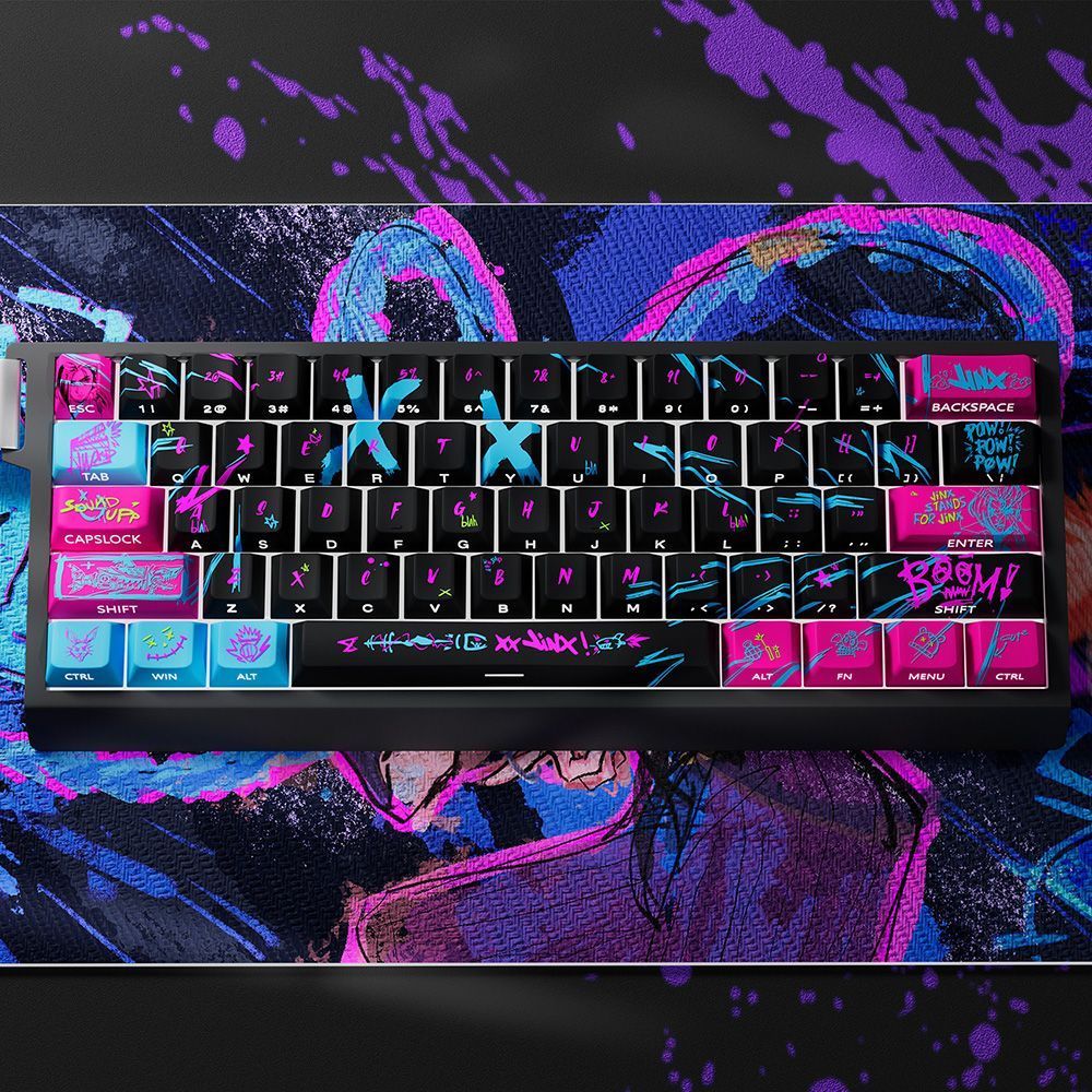 Keycap PBT Jinx Trong Suốt PC Khắc Cạnh - Bàn Phím Cơ Trục Từ Tính Cherry Profile