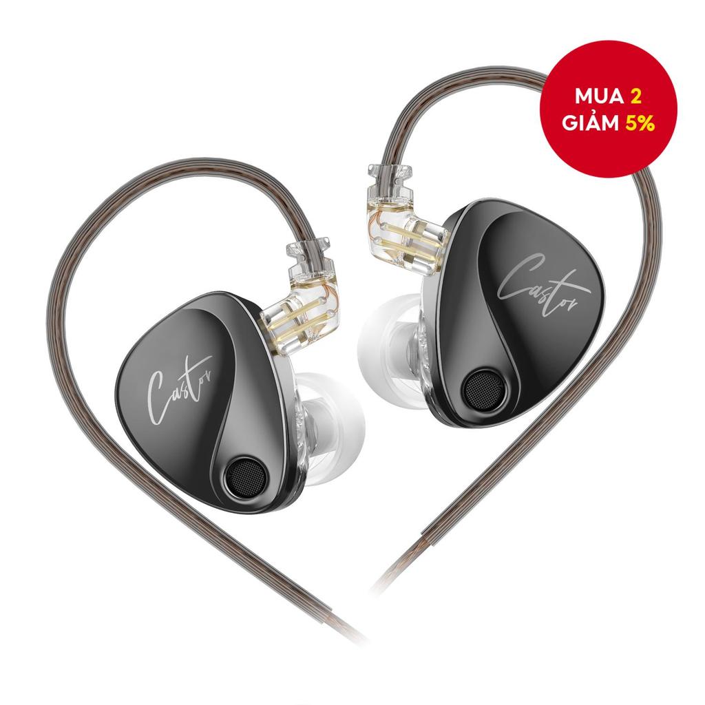KZ Castor có thể điều chỉnh IEM Trình điều khiển động kép Tai nghe có dây HiFi Harman Target / Bass 