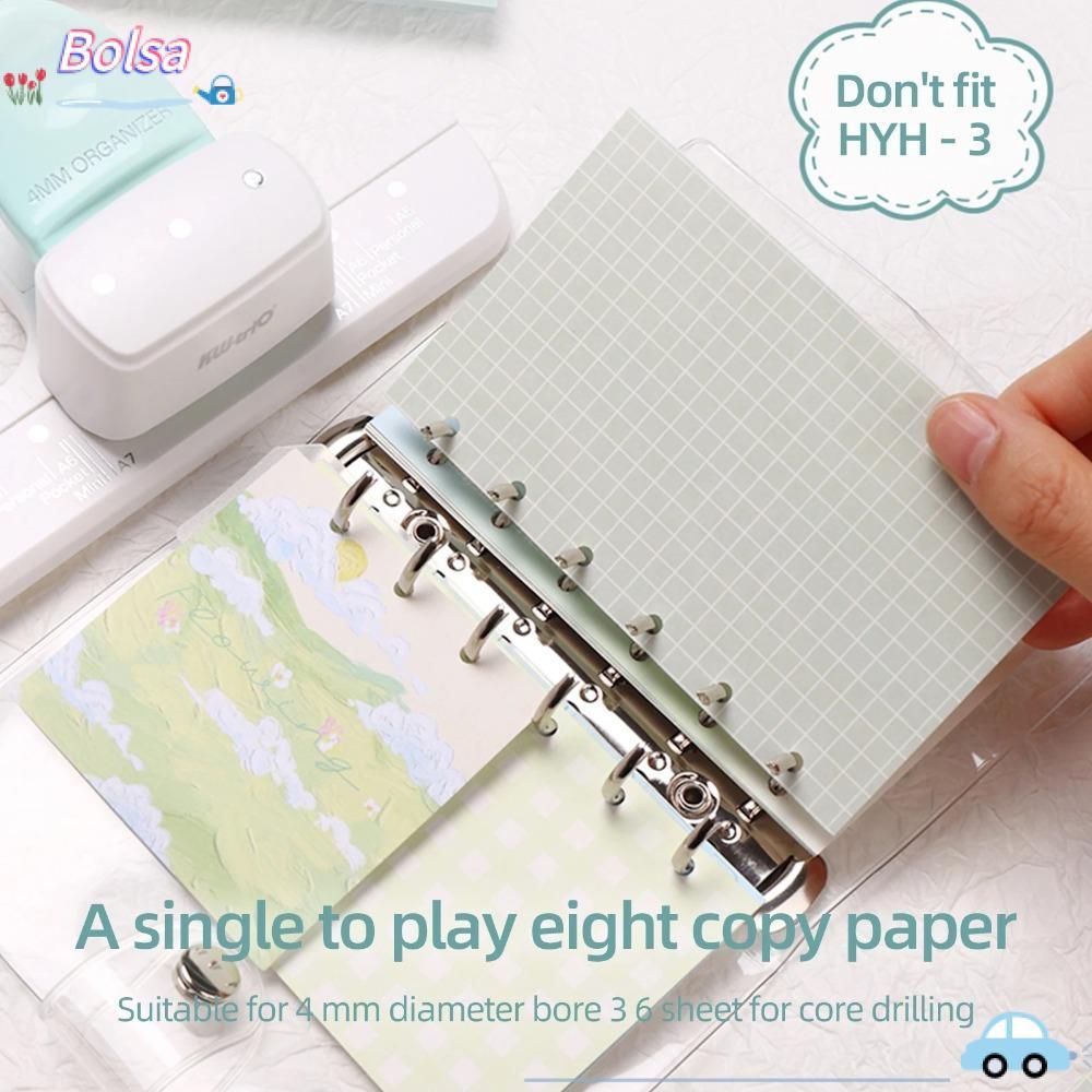 Máy đục lỗ BOLSA, Công cụ đục lỗ giấy thủ công 3 lỗ, Máy tính xách tay rời tiện lợi A5 A6 A7 Ring Bi