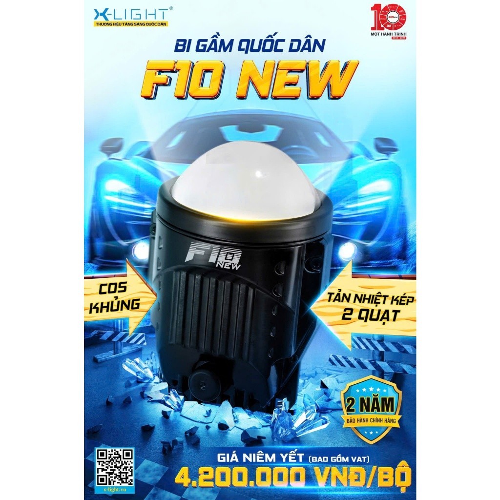 Hot Bi led gầm Xlight F10 2025 - Quạt tản nhiệt kép