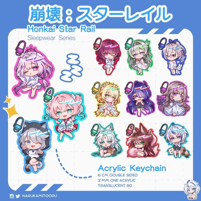 HONKAI STAR RAIL Keychain Sticker Sleepwear Series Castorice Hyacine Cipher Kafka Firefly Silver Wol
