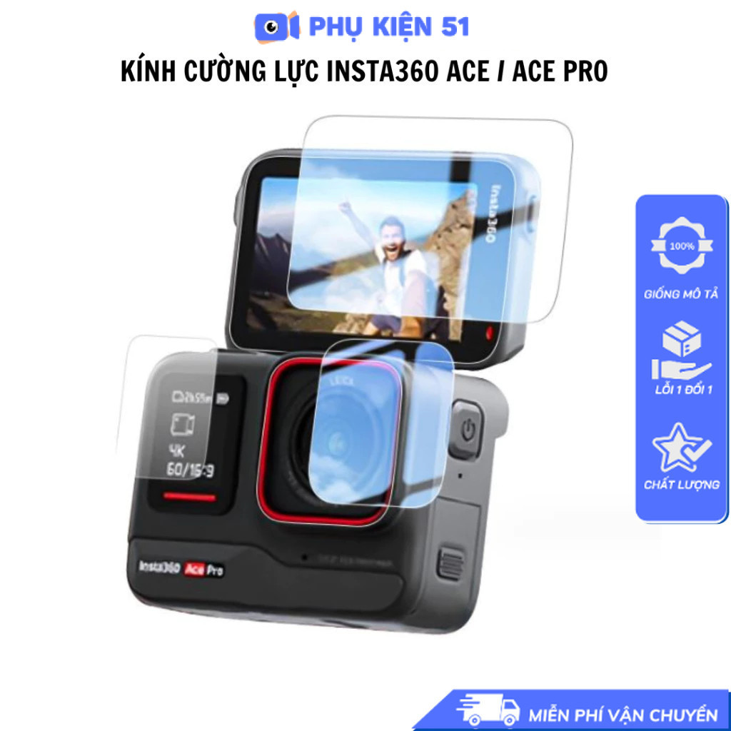 Cường lực Insta360 Ace Ace Pro/ Pro 2 độ cứng 9H 2.5D