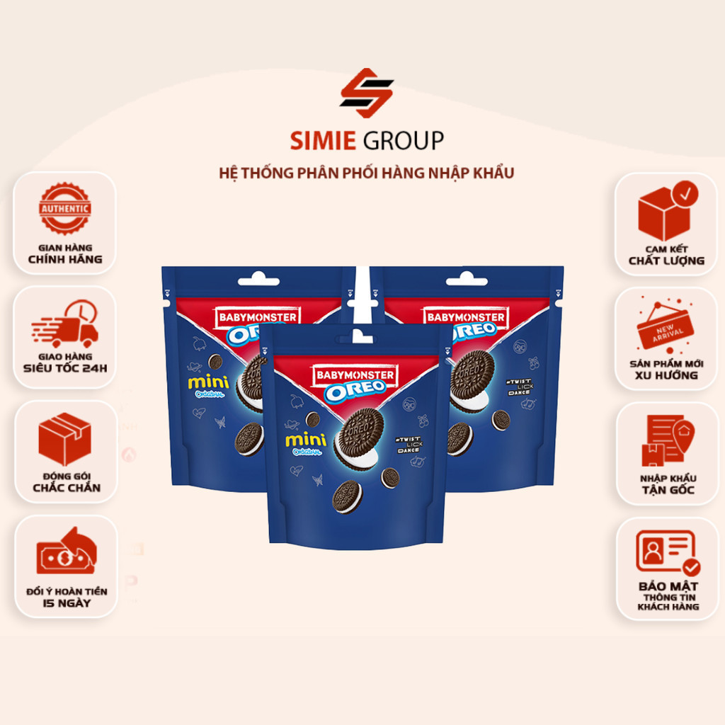 [COMBO 3 BỊCH] Bánh Quy Oreo BabyMonster Mini Kem Vani 58.4g – Phiên Bản Giới Hạn