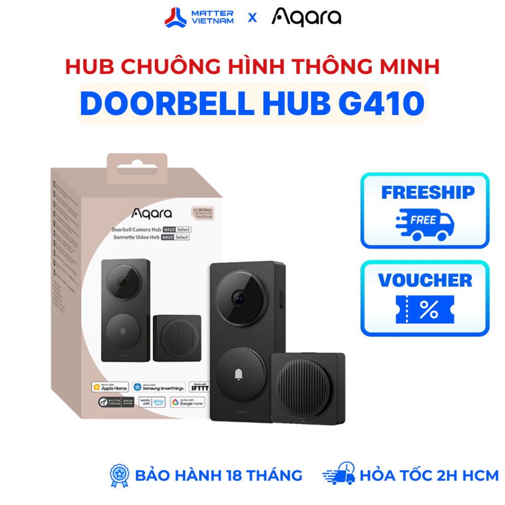 Aqara G410 - Chuông Hình Thông Minh Tích Hợp Hub Matter, Độ Phân Giải 2K, Loa Báo Lớn 95dB - BẢN QUỐ