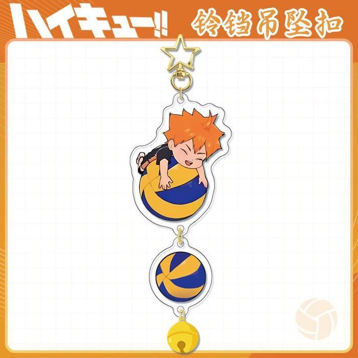 Gantungan kunci + lonceng  / gantungan tas / keychain anime haikyuu hinata kageyama akashi kenma - h