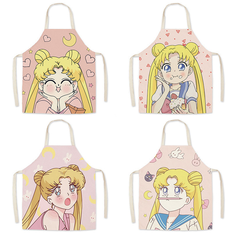 Sản phẩm mới Cô gái xinh đẹp Hoạt hình dễ thương Phòng thu Hoạt hình Tạp dề thời trang Người lớn Khô