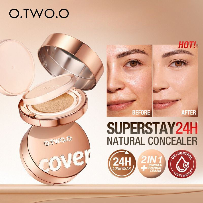 [O.TWO.O] Kem nền trang điểm 2 trong 1 BB Cushion & Setting chống thấm nước Kiểm soát dầu lâu trôi