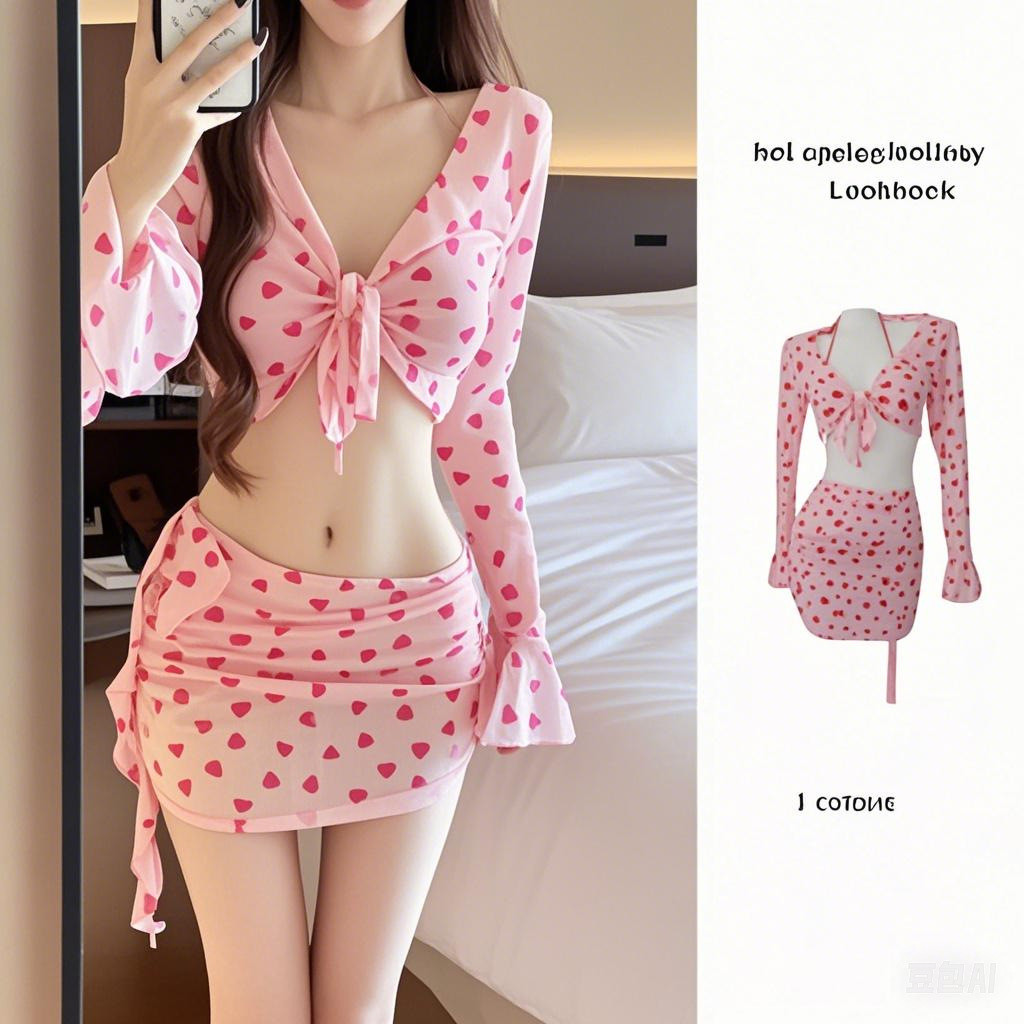 Mẹo Hè 2025 - Bikini Đỏ Bốn Mảnh Ren, Phong Cách Xuân Hè