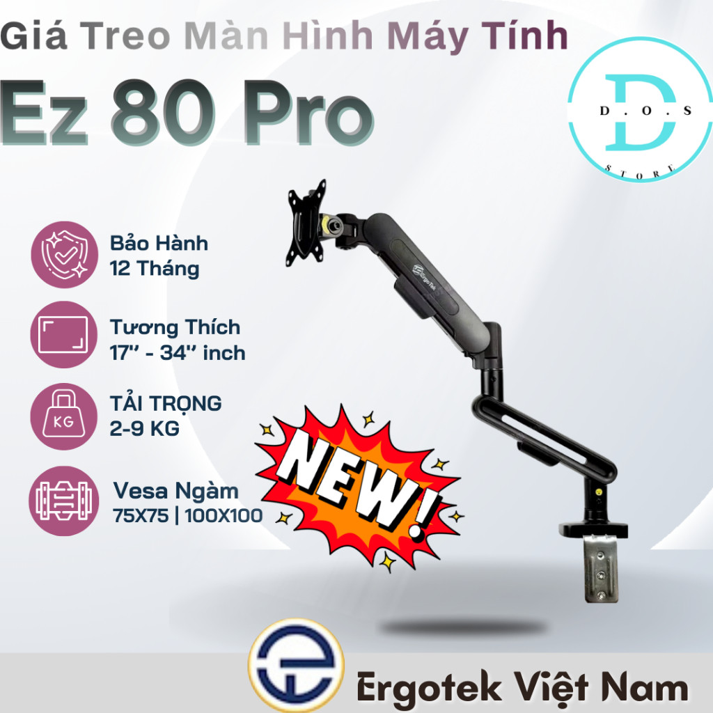 Giá Treo Màn Hình ErgoTek EZ80 [17-32 Inch] Monitor Arm Xoay Đa Hướng - Tay Đỡ Màn Hình Chống Cận Th