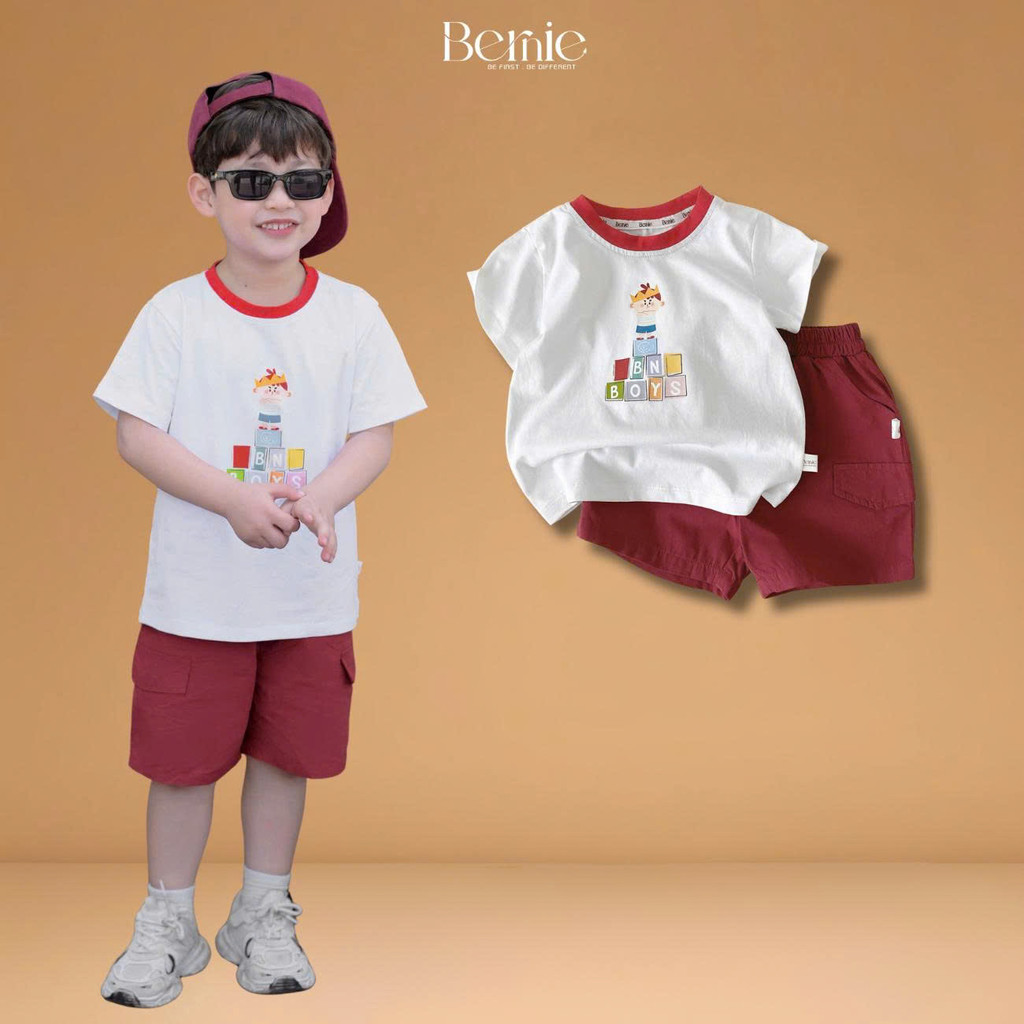 Set bộ bé trai tay ngắn họa tiết Roblox nghộ nghĩnh kèm quần short kaki 9 tới 28kg BERNIE T1025B76