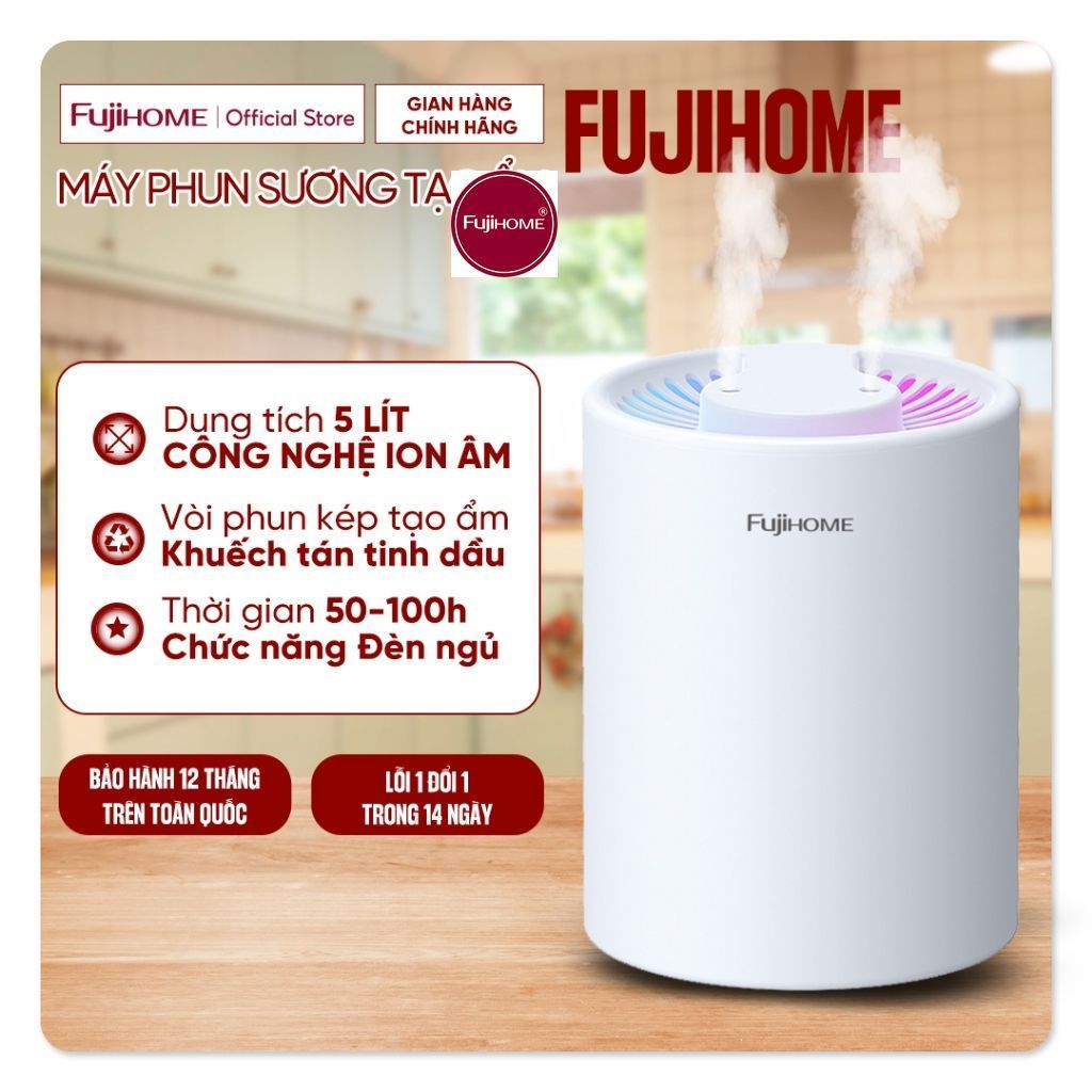 Máy phun sương tạo ẩm, xông tinh dầu Fujihome HM05A / HM05B dùng cho phòng ngủ, phòng khách