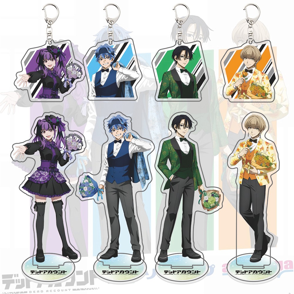 Dead Account Acrylic Stand Keychain, Anime Figure with Flower Bouquet, Formal Suit Ver. Character Pl