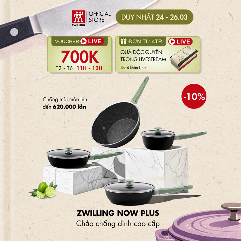 Chảo chống dính cao cấp ZWILLING Now Plus II sâu lòng (18/24/28/30cm) - phù hợp mọi bếp