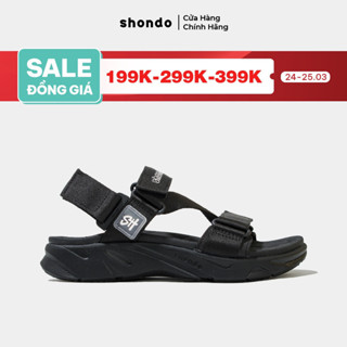 Giày Sandal Nam Nữ Shondo Êm Chân, Bền F8 Full Đen Ver.2 F8M1112