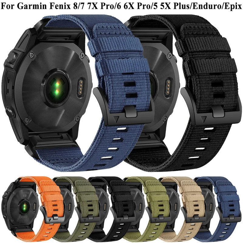 Dây đeo Nylon QuickFit 26mm 22mm cho Garmin Fenix 8 Pro 51mm Fenix8 47mm 7 7X Pro 6 6X Descent G2 G1