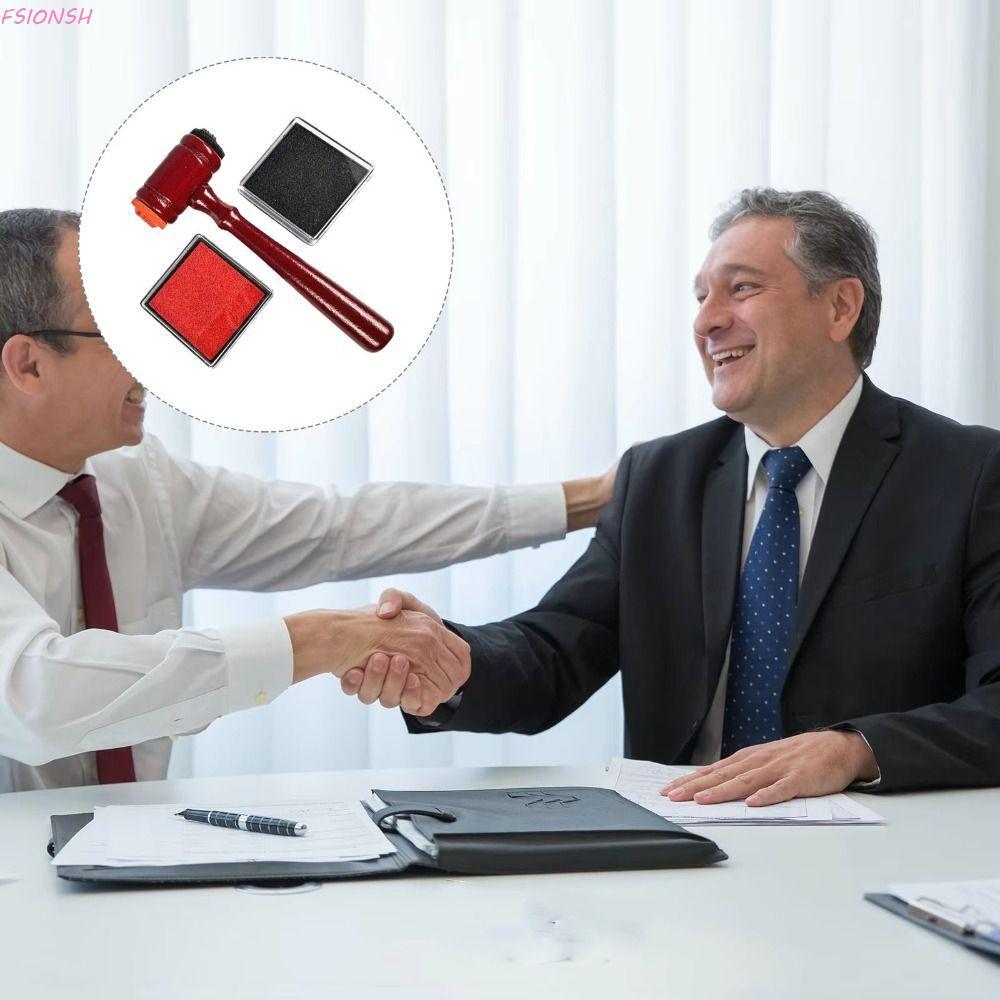 FSIONSH Judge Stamp Hammer, Inkpad Tool Toy Búa Gỗ, Nhập Vai Đồ Chơi Di Động Bằng Gỗ Đỏ Mini Judge G