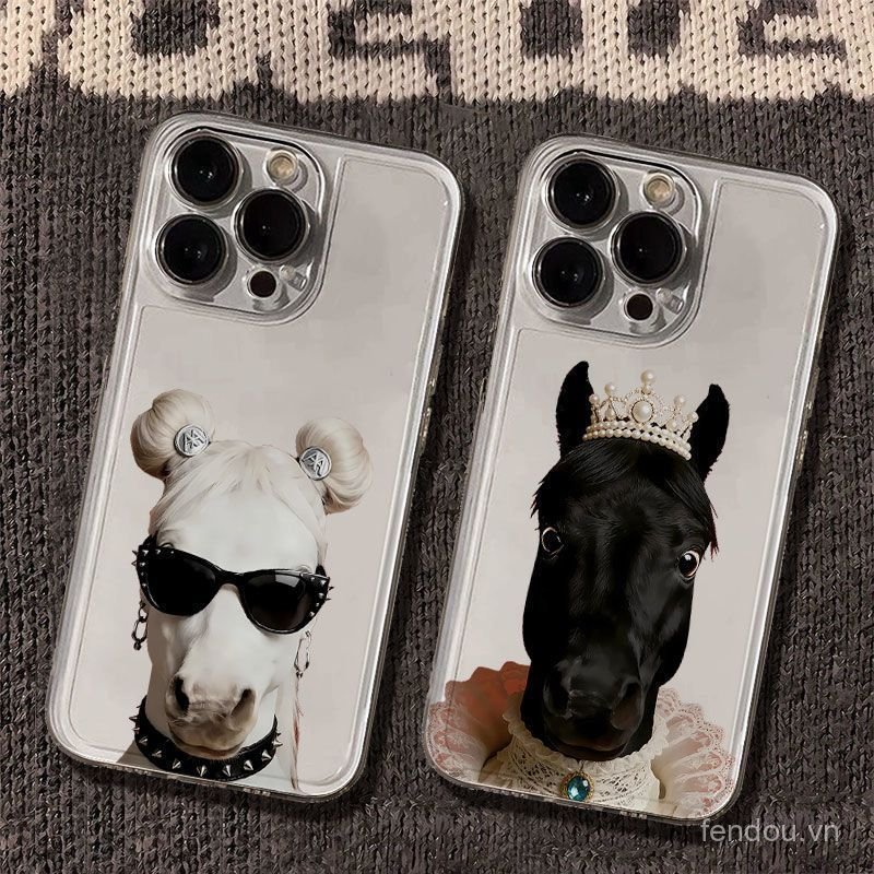 Kính râm White Horse Fun Animal Niche Vỏ bảo vệ độc đáo Thích hợp cho iPhone 17promax / 14promax / 1
