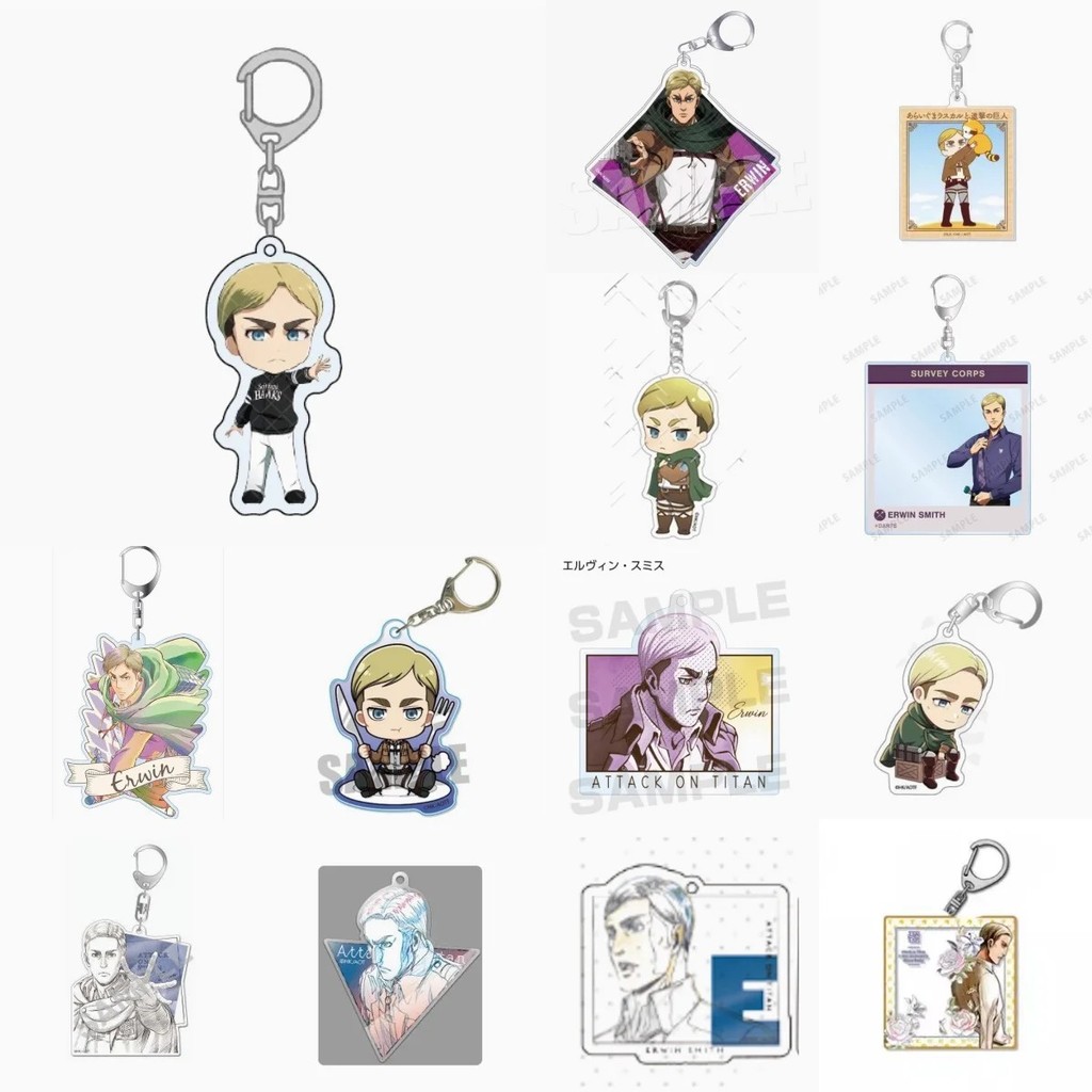 Móc khóa Anime Erwin Smith Attack on Titan SnK chất liệu Acrylic mica trang trí cặp sách làm quà tặn