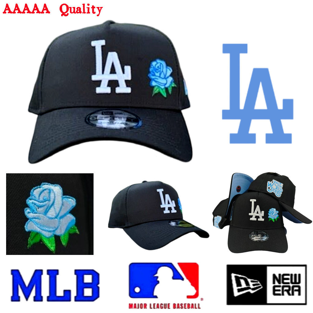 Mũ MLB Los Angeles Dodgers thêu hoa hồng xanh