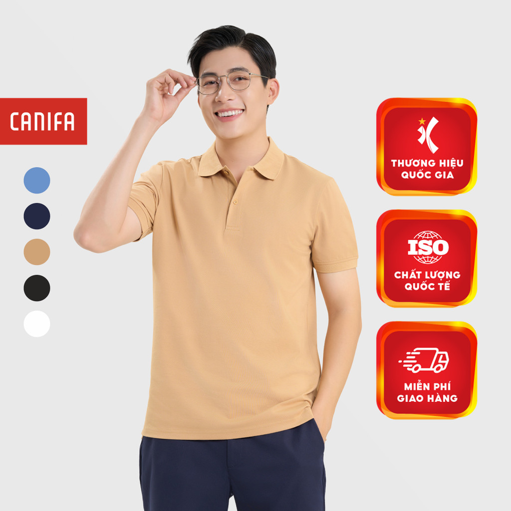 Áo phông có cổ nam trẻ trung CANIFA MEN áo nam polo cộc tay dáng basic đơn giản 8TP25A001