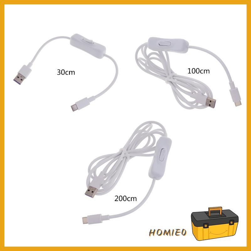 Cáp dữ liệu HOMIE Type-C có công tắc bật Dây sạc và đồng bộ hóa nhanh cho điện thoại Máy tính bảng H