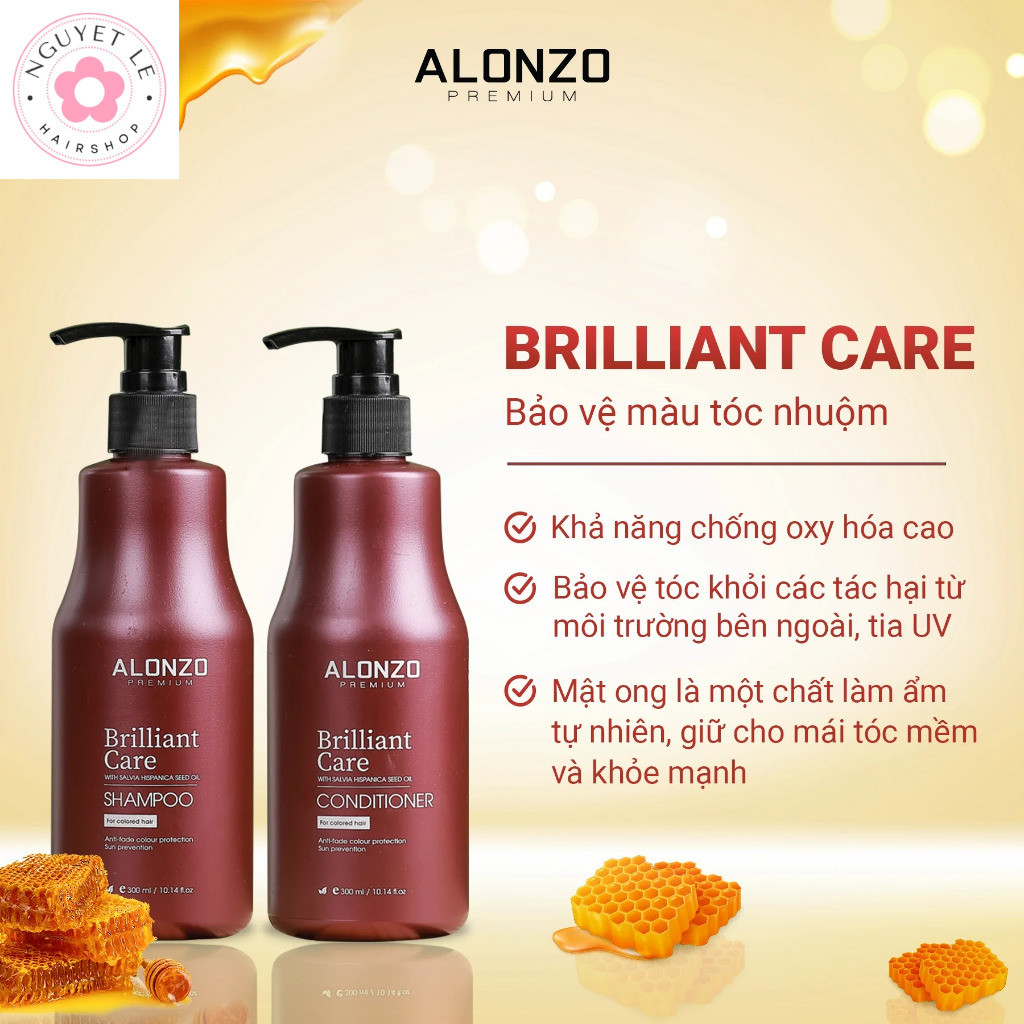 Dầu gội cho tóc nhuộm Alonzo Brilliant Care Shampoo 1000ml NL