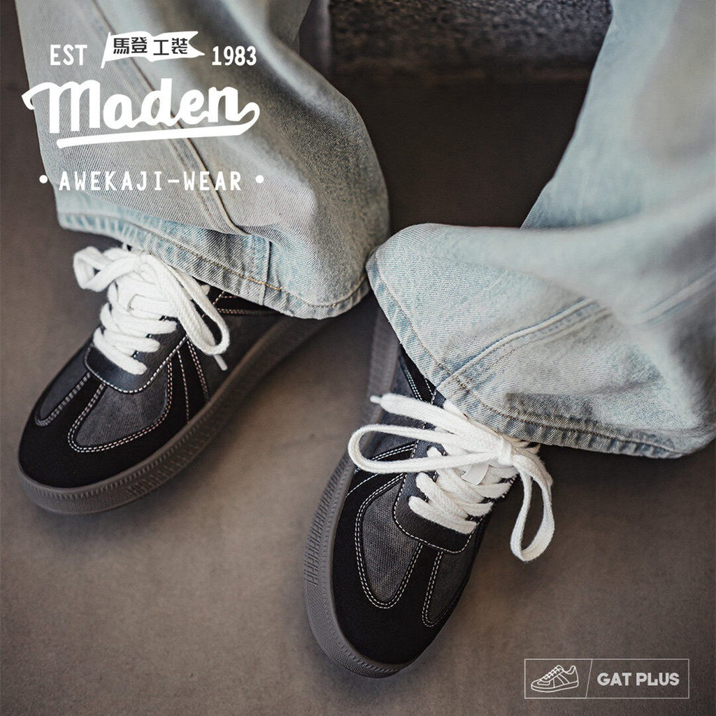 MADEN Mỹ Retro Đức Huấn Luyện Viên Giày Thể Thao Nam Cổ Điển Màu Cà Phê Khối Đế Dày Thang Máy Giày T