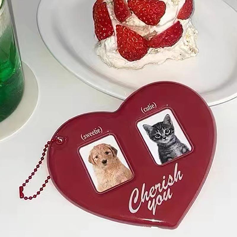 ECK Idol Ảnh Bảo Vệ Thẻ Ảnh Hiển Thị Tay Áo 3 Inch Hình Trái Tim Tình Yêu ID Thẻ Ảnh Tay Móc Khóa Tr