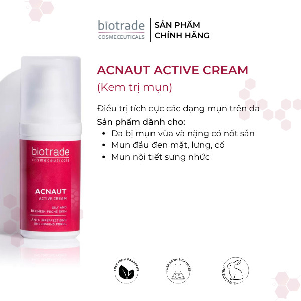 Kem chấm Mụn Biotrade Acnaut Active Cream giảm đỏ, mờ thâm Biotrade 15ml