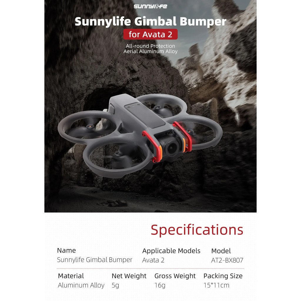 Hợp Kim Nhôm Gimbal Ốp Lưng Cho DJI Avata 2 Thanh Chống Va Chạm Bảo Vệ Gimbal Ống Kính Cản Cho DJI A