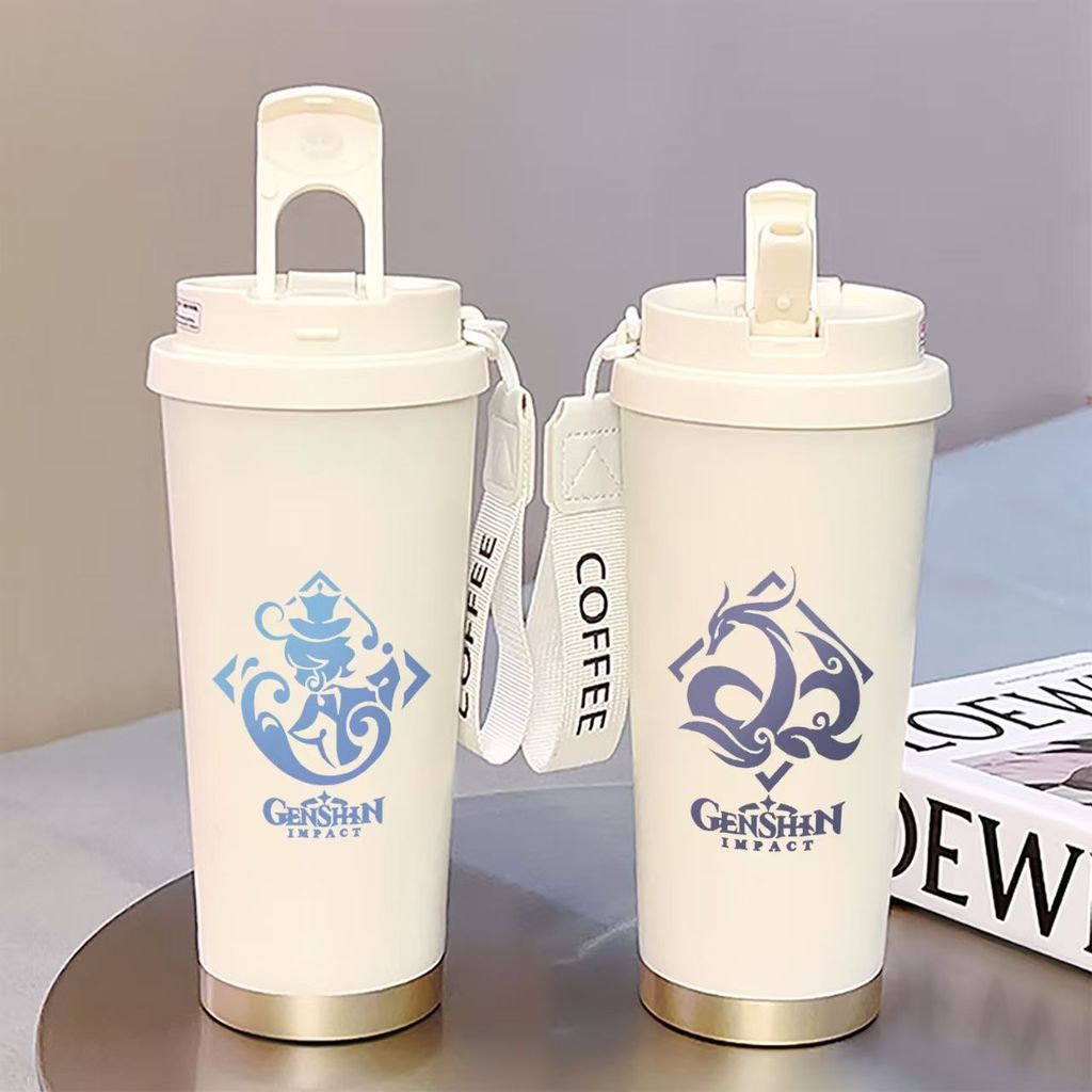 Ly giữ nhiệt Genshin Impact bằng thép không gỉ ly cà phê dung tích lớn cho sinh viên ly nước anime