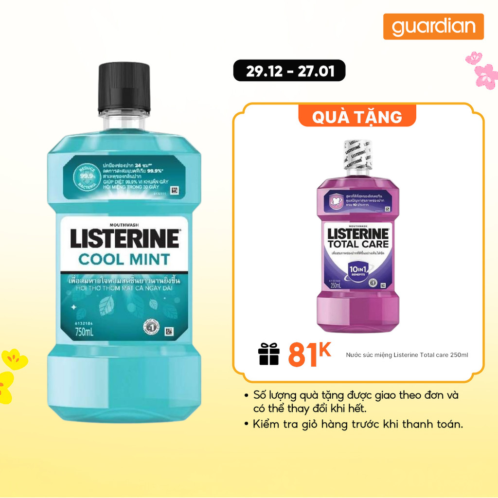 Nước Súc Miệng Bạc Hà The Mát Listerine 750ml