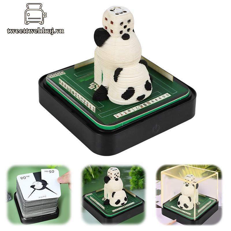 Tweeduj 2026 Lịch Để Bàn Có Đèn LED Mahjong King 3D Lịch Xé Khắc Giấy Nghệ Thuật Memo Pad Notepad Qu