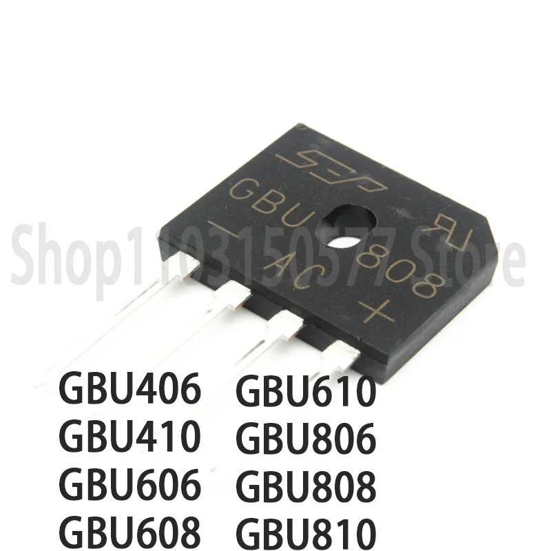 5 CHIẾC GBU406 GBU410 GBU606 GBU608 GBU610 GBU806 GBU808 GBU810 Chỉnh Lưu Cầu ZIP4