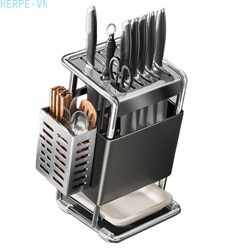 [HERPEVN]Durable Kitchen Rack Stainless Steel with Chopstick Holder and Drain Pan Feature[Ready stoc