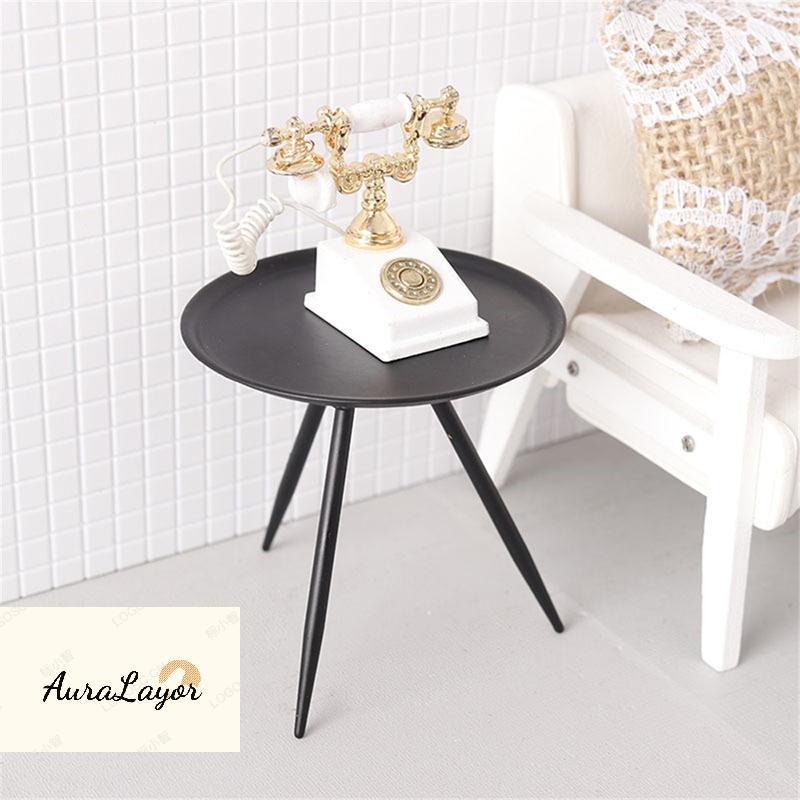 [AuraLayor] 1: 12 Nhà búp bê Bàn cà phê sắt thu nhỏ Bàn trà Mô hình Nhà búp bê Mô phỏng Bàn trang tr