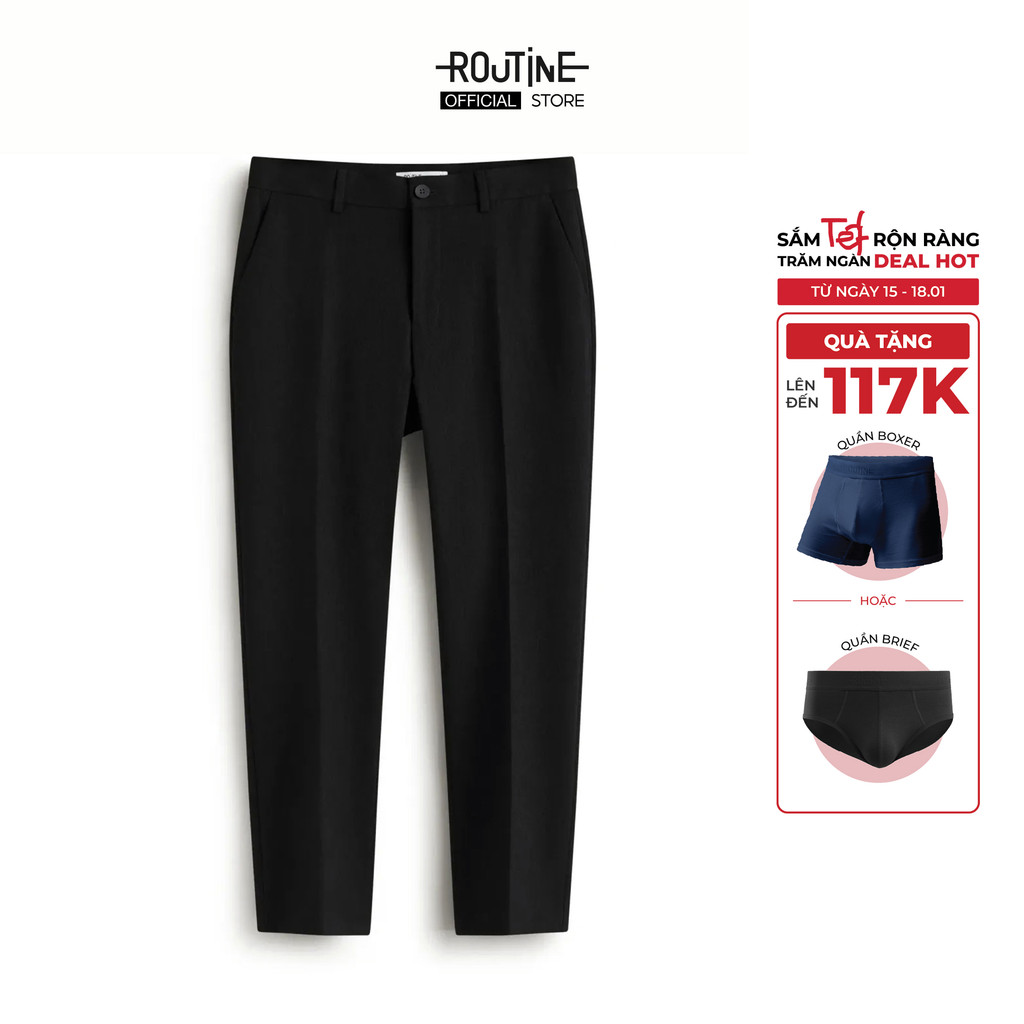 Quần Tây Dài Nam Nhãn Kim Loại Form Slim Cropped - Routine 10F25PFO022